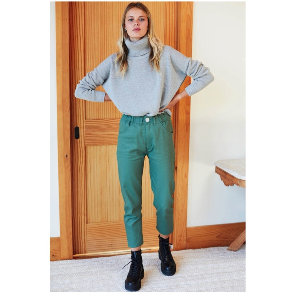 Emerson Fry Green High-Rise Paperbag Waist Pants